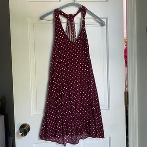 AE maroon polka dot sleeveless dress